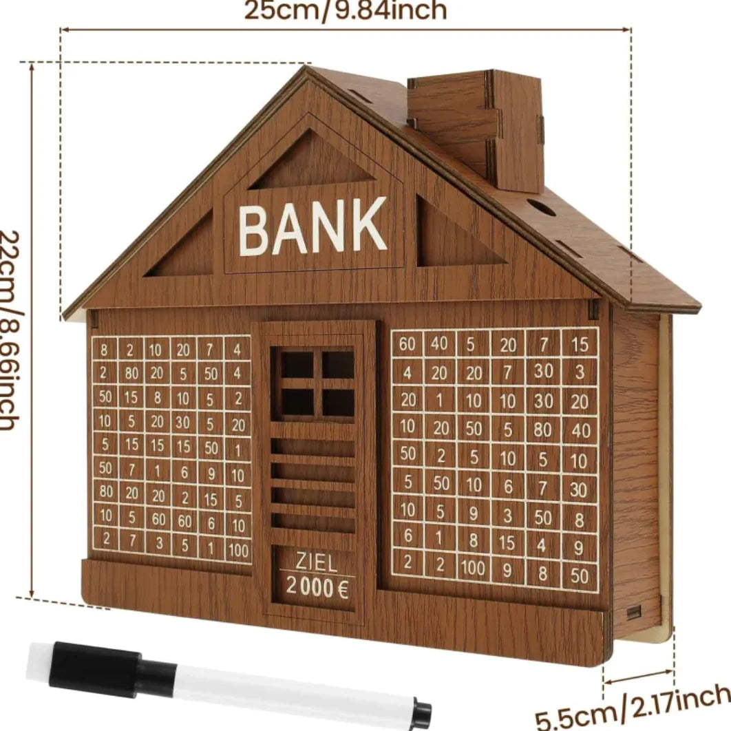 Wooden House Coin Bank