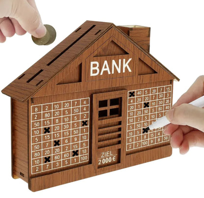 Wooden House Coin Bank