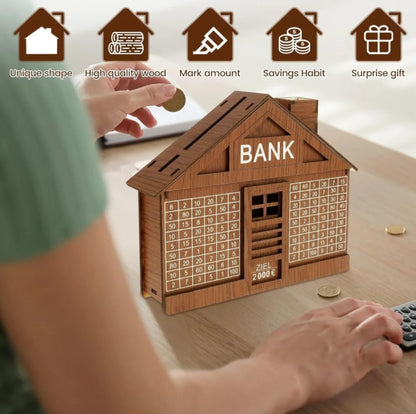 Wooden House Coin Bank